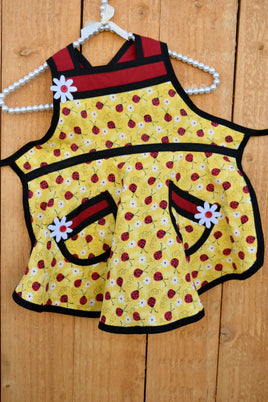 Lady Bug Apron with Red Trim -Childrens
