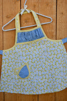 
              Ruched Yellow and Blue Daisy Aprons - Children's sizes
            